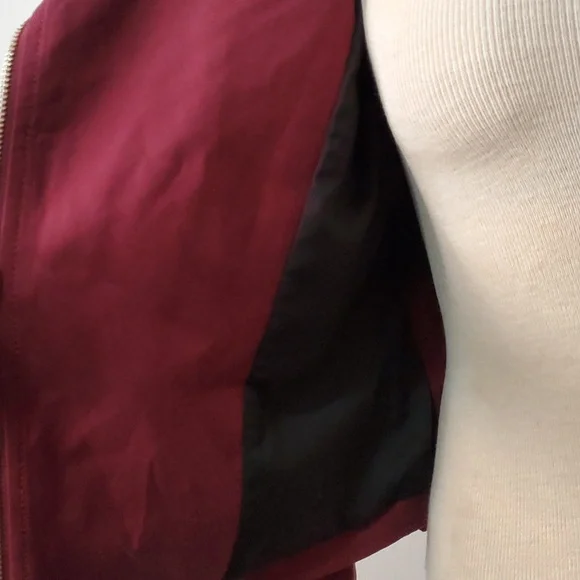 CLUB MONACO burgundy lightweight moto jacket. Size small - Picture 7 of 11